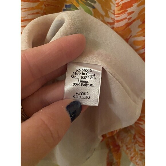 Orange Silk Top By: Coldwater Creek. Art To Wear Colorful. Sz.PM - Picture 4 of 4